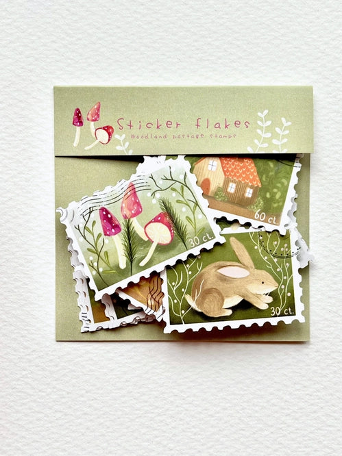 Sticker Flakes Woodland postage stamps - Nikki Dotti