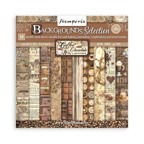 Scrapbook papier 20,3x20,3 cm background Coffee and Chocolate - Stamperia