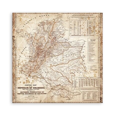 Scrapbook papier 20,3x20,3 cm background Coffee and Chocolate - Stamperia