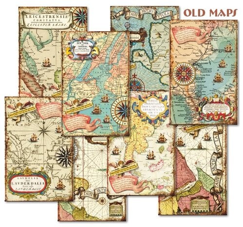 Mini Scrapbook papier Old Maps - Decorer