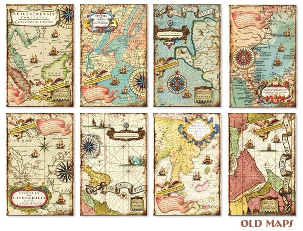 Mini Scrapbook papier Old Maps - Decorer