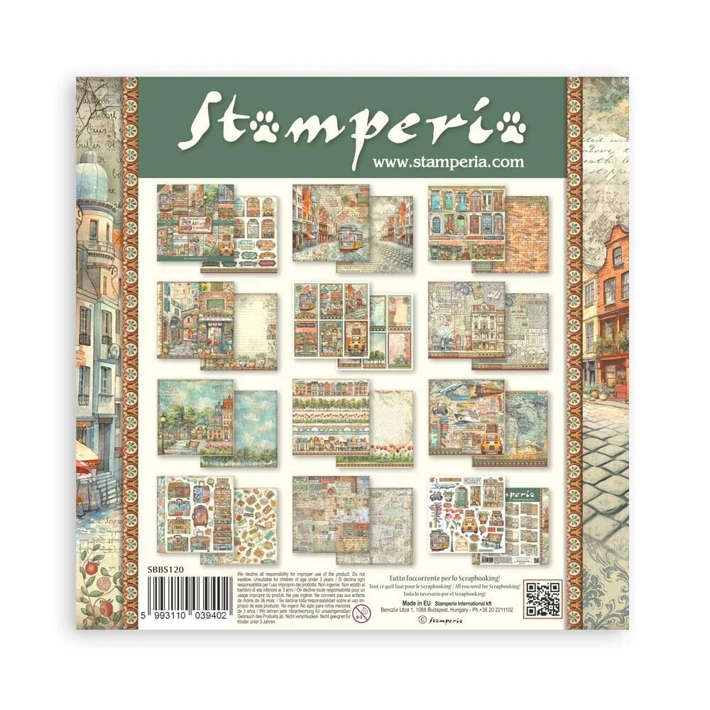 Scrapbook papier 20,3x20,3 cm Art of Travelling - Stamperia