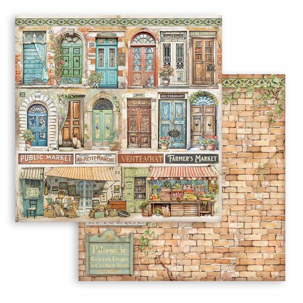 Scrapbook papier 20,3x20,3 cm Art of Travelling - Stamperia