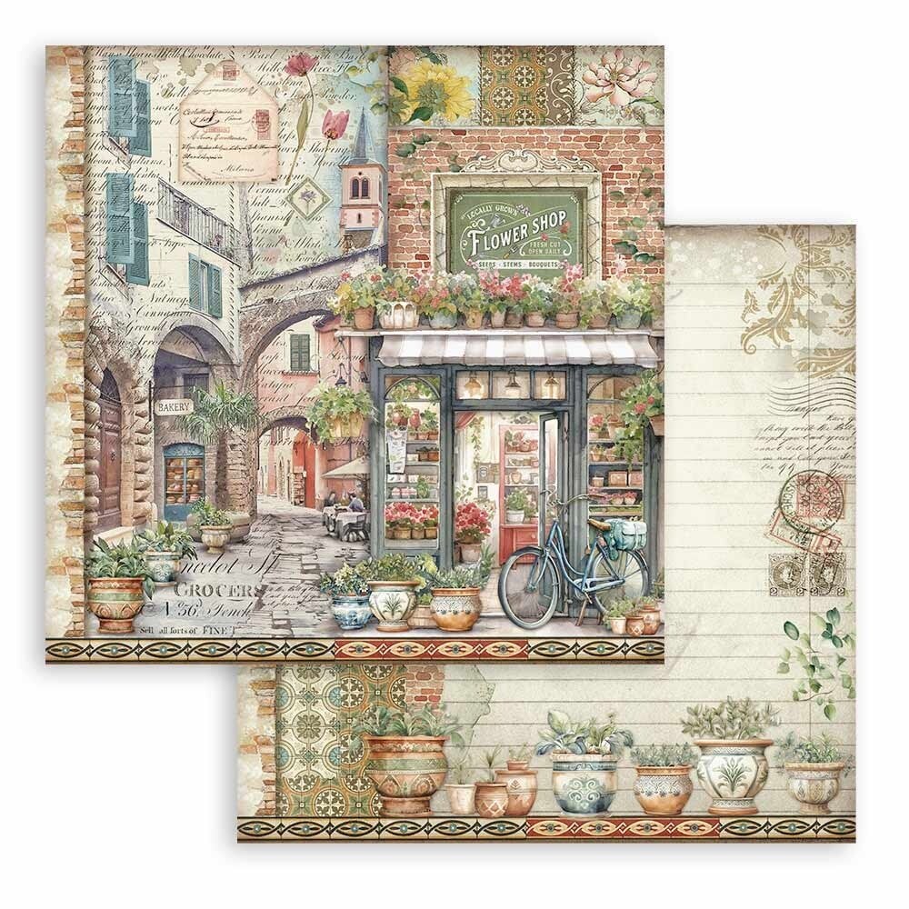 Scrapbook papier 20,3x20,3 cm Art of Travelling - Stamperia
