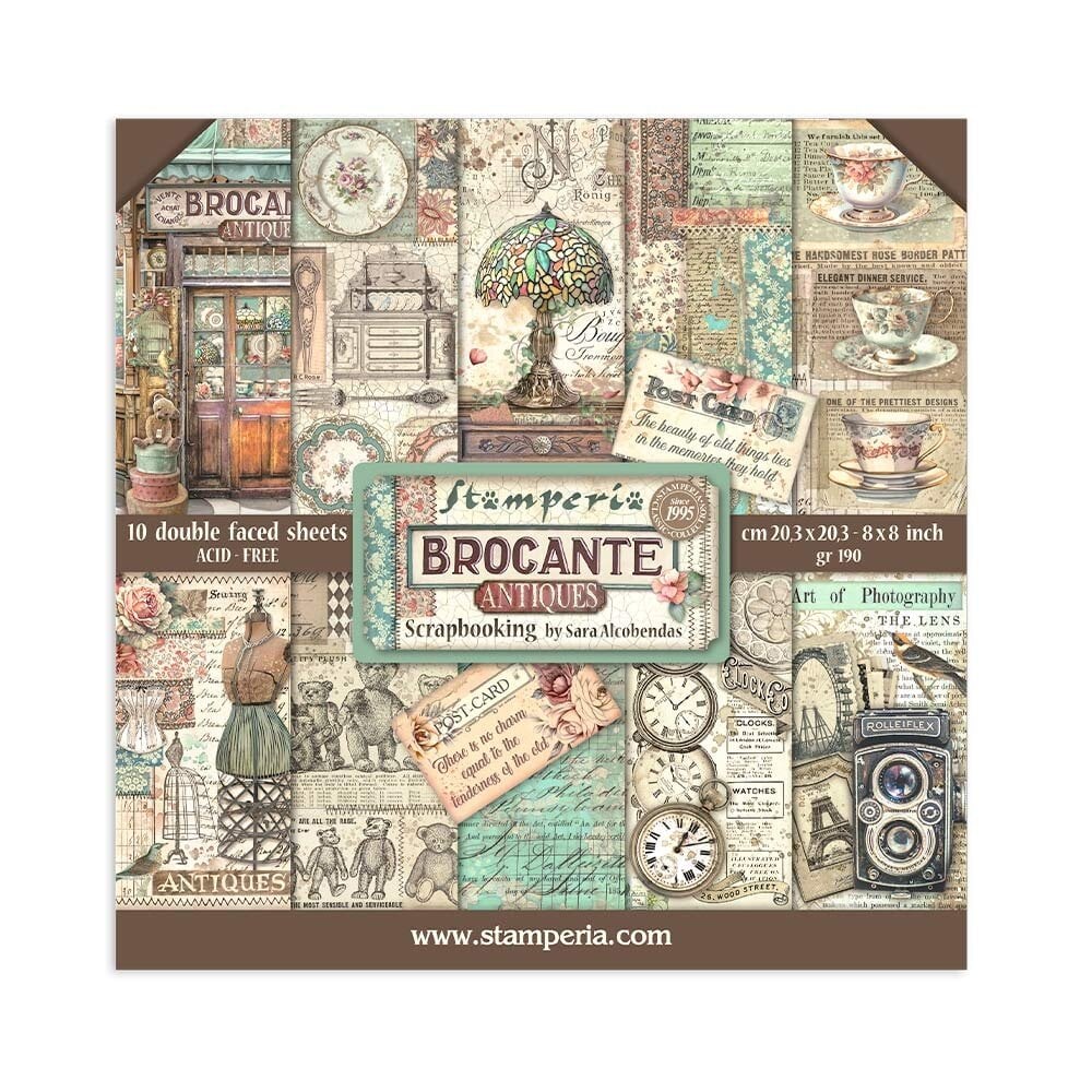 Scrapbook papier 20,3x20,3 cm Brocante Antiques - Stamperia