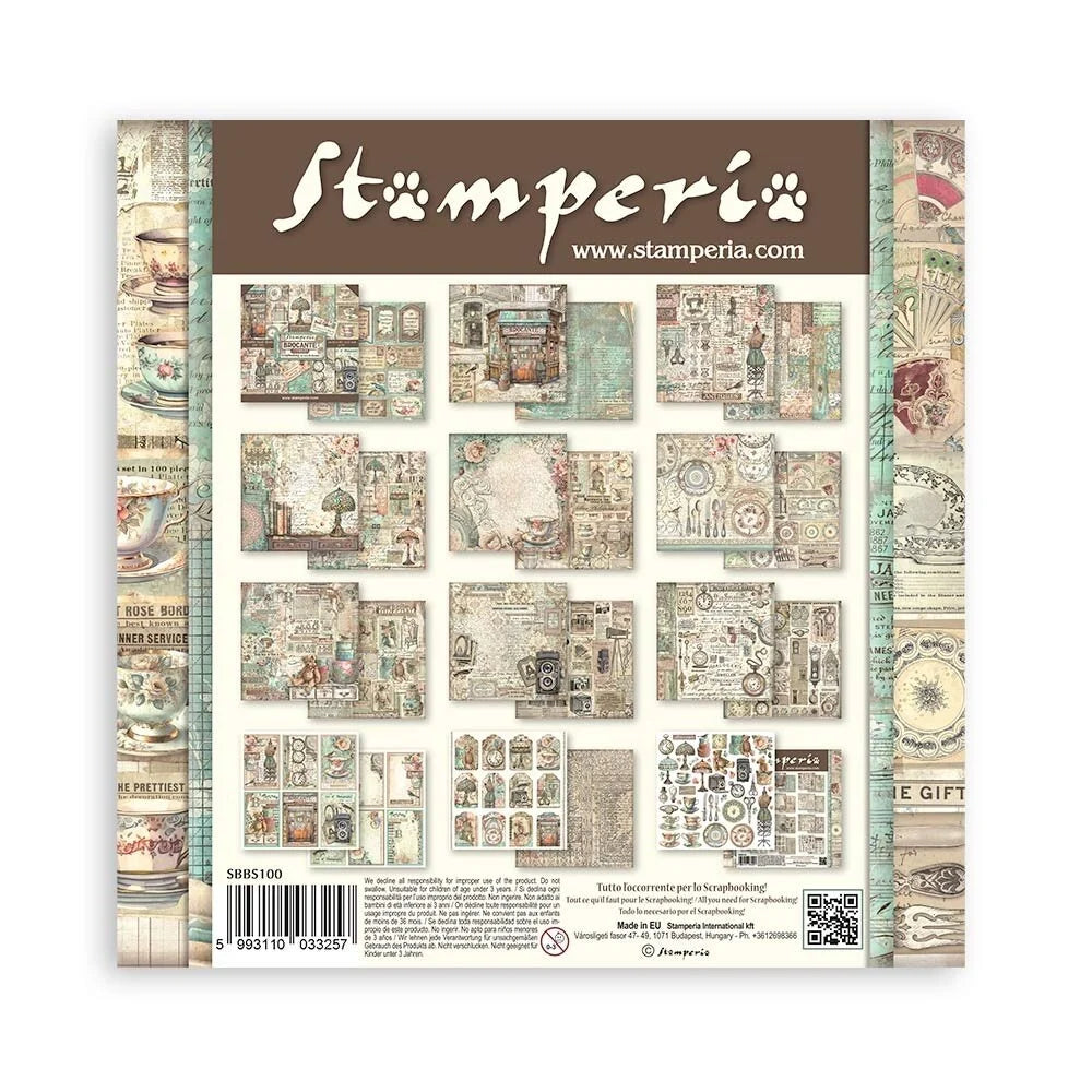 Scrapbook papier 20,3x20,3 cm Brocante Antiques - Stamperia