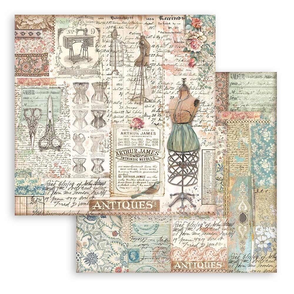 Scrapbook papier 20,3x20,3 cm Brocante Antiques - Stamperia