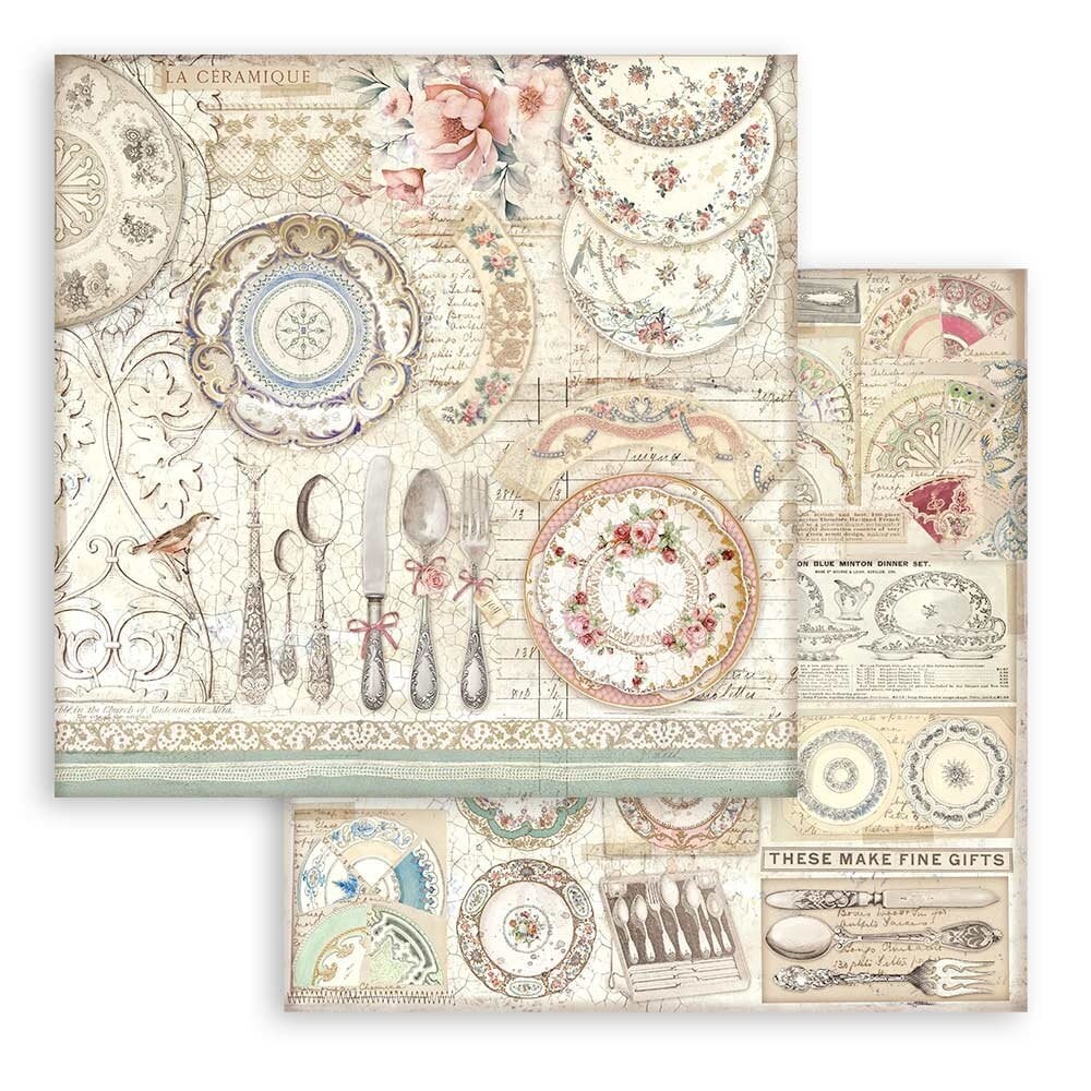 Scrapbook papier 20,3x20,3 cm Brocante Antiques - Stamperia