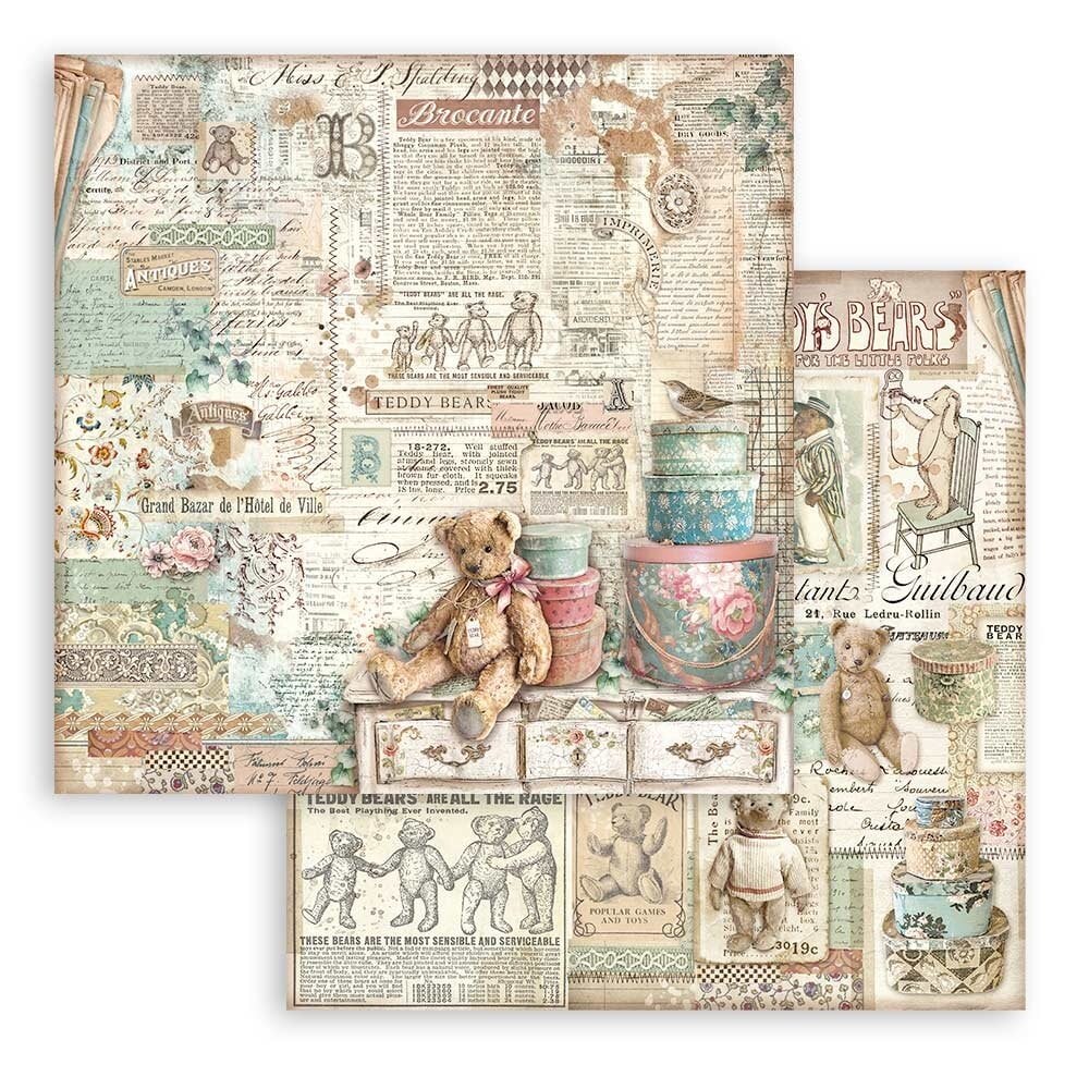 Scrapbook papier 20,3x20,3 cm Brocante Antiques - Stamperia