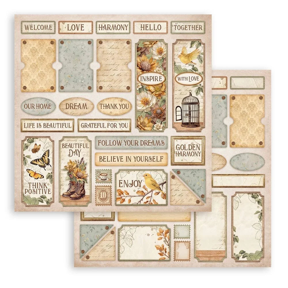 Scrapbook papier 20,3x20,3 cm Golden Harmony - Stamperia