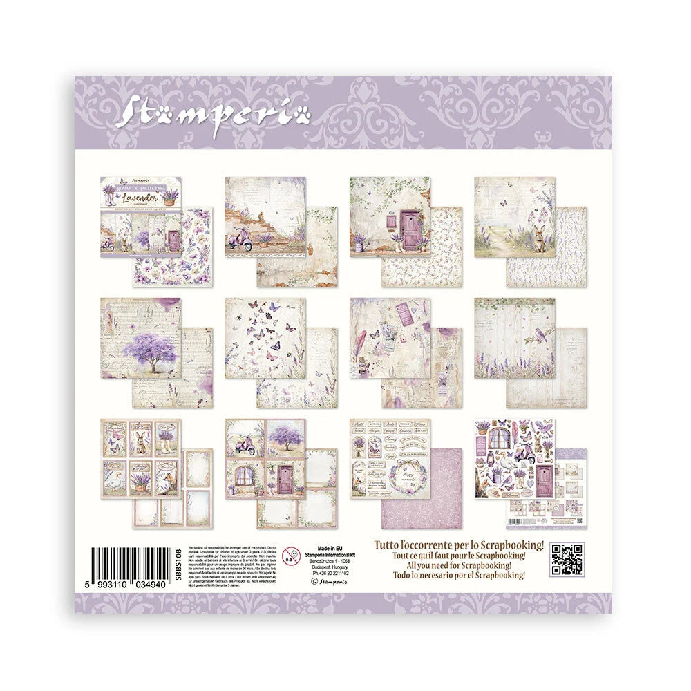 Scrapbook papier 20,3x20,3 cm Lavender - Stamperia