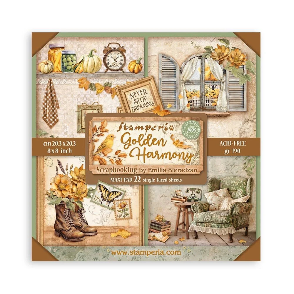 Scrapbook papier 20,3x20,3 cm eenzijdig Golden Harmony - Stamperia