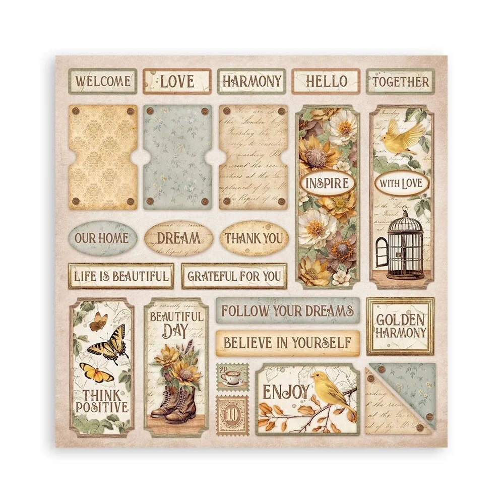 Scrapbook papier 20,3x20,3 cm eenzijdig Golden Harmony - Stamperia