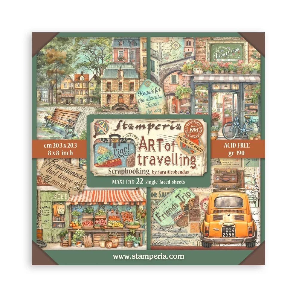 Scrapbook papier 20,3x20,3 cm eenzijdig Art of Travelling - Stamperia
