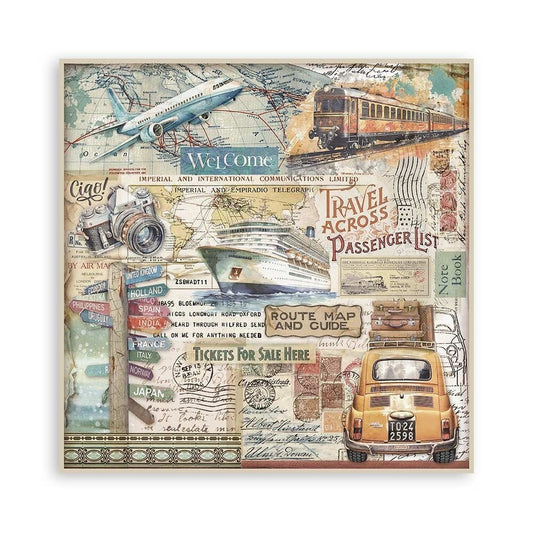 Scrapbook papier 20,3x20,3 cm eenzijdig Art of Travelling - Stamperia