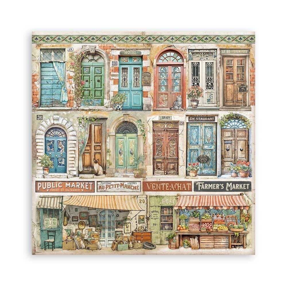 Scrapbook papier 20,3x20,3 cm eenzijdig Art of Travelling - Stamperia