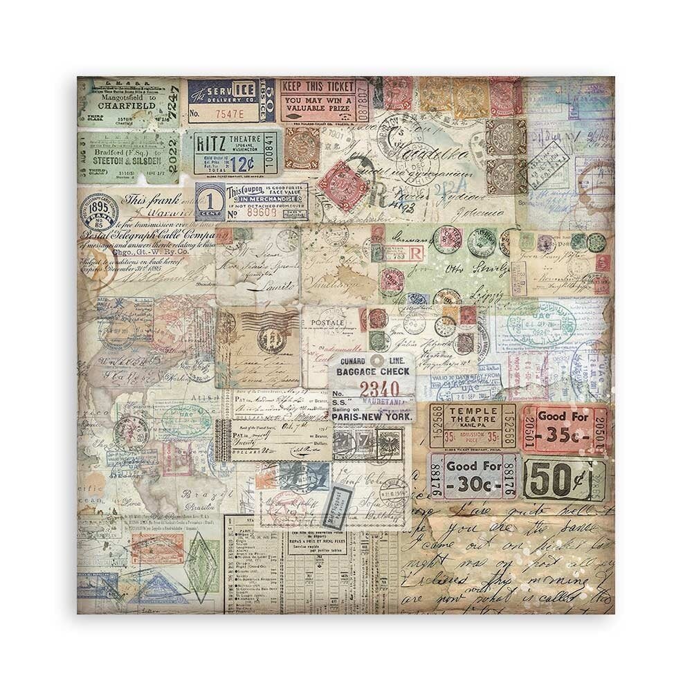 Scrapbook papier 20,3x20,3 cm eenzijdig Art of Travelling - Stamperia
