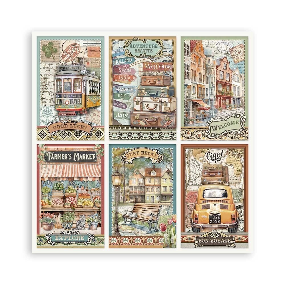 Scrapbook papier 20,3x20,3 cm eenzijdig Art of Travelling - Stamperia