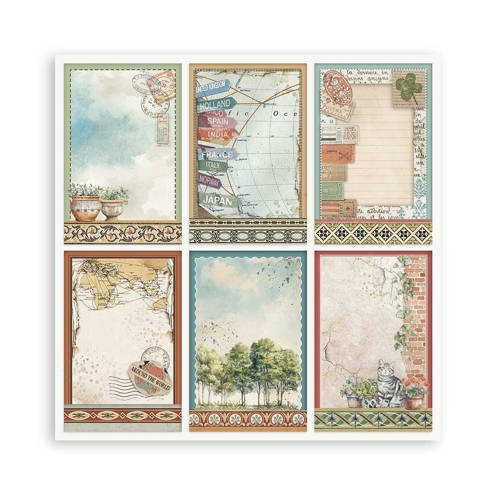 Scrapbook papier 20,3x20,3 cm eenzijdig Art of Travelling - Stamperia