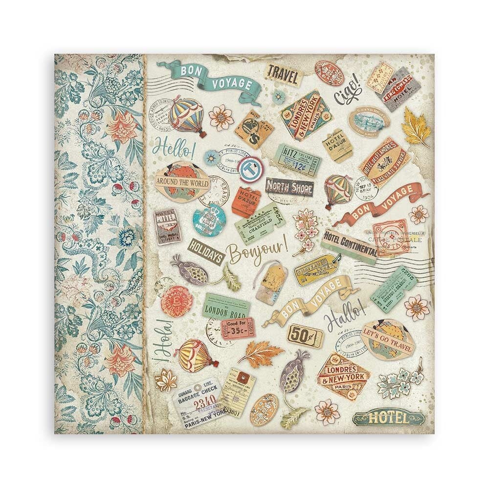 Scrapbook papier 20,3x20,3 cm eenzijdig Art of Travelling - Stamperia