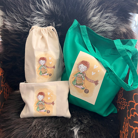 Katoenen tas groen knus breien - Lievia