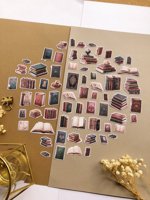 Stickerpakket XL antieke boeken - T's Stationery