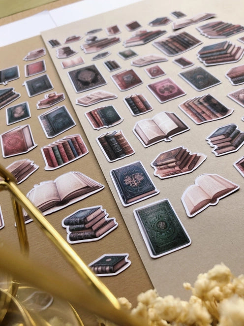 Stickerpakket XL antieke boeken - T's Stationery