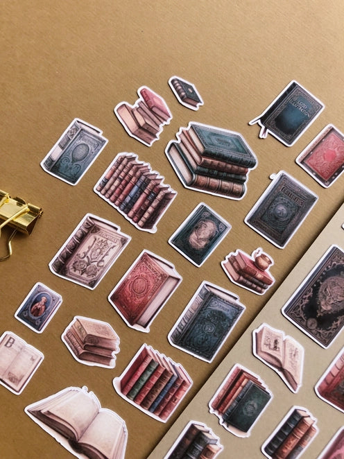 Stickerpakket XL antieke boeken - T's Stationery