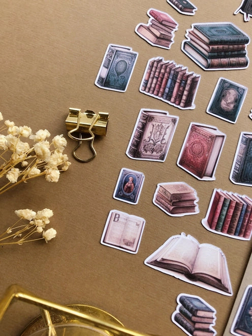 Stickerpakket XL antieke boeken - T's Stationery