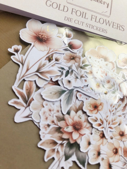 Stickerpakket Gold Foil Flowers - T's Stationery