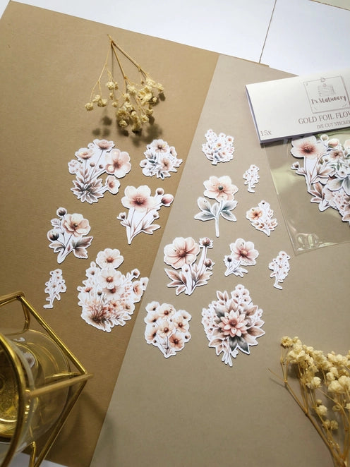 Stickerpakket Gold Foil Flowers - T's Stationery