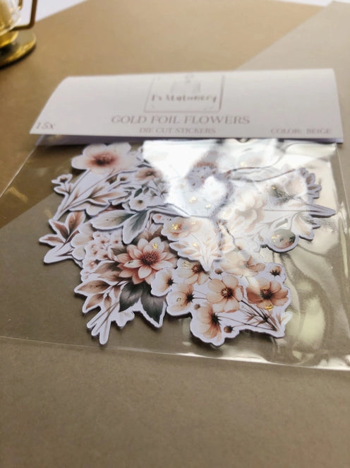 Stickerpakket Gold Foil Flowers - T's Stationery