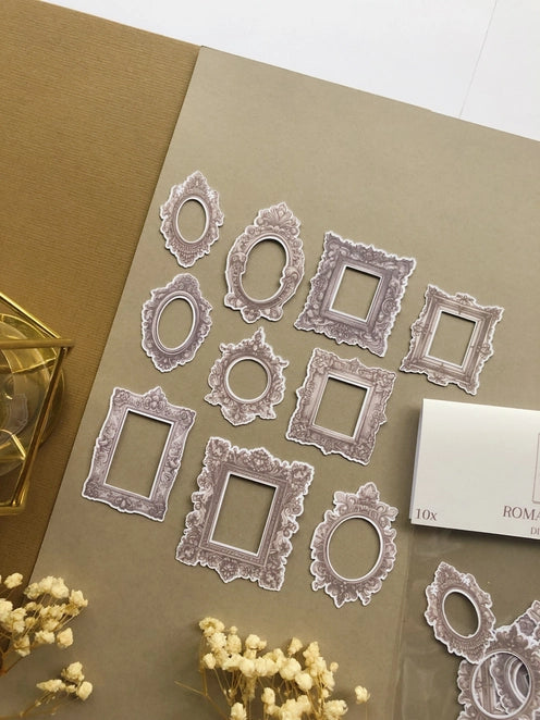 Stickerpakket Lichtbruine Romantic Frames - T's Stationery