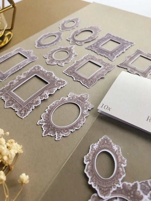 Stickerpakket Lichtbruine Romantic Frames - T's Stationery