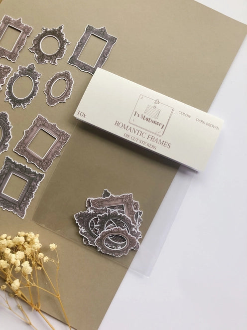 Stickerpakket Lichtbruine Romantic Frames - T's Stationery