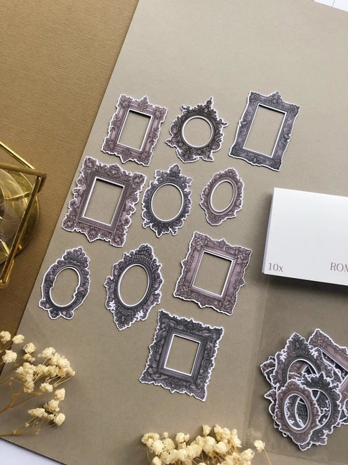 Stickerpakket Lichtbruine Romantic Frames - T's Stationery