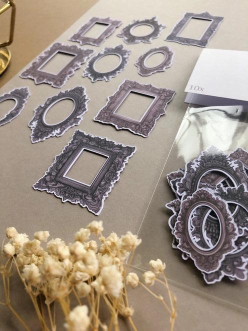 Stickerpakket Lichtbruine Romantic Frames - T's Stationery