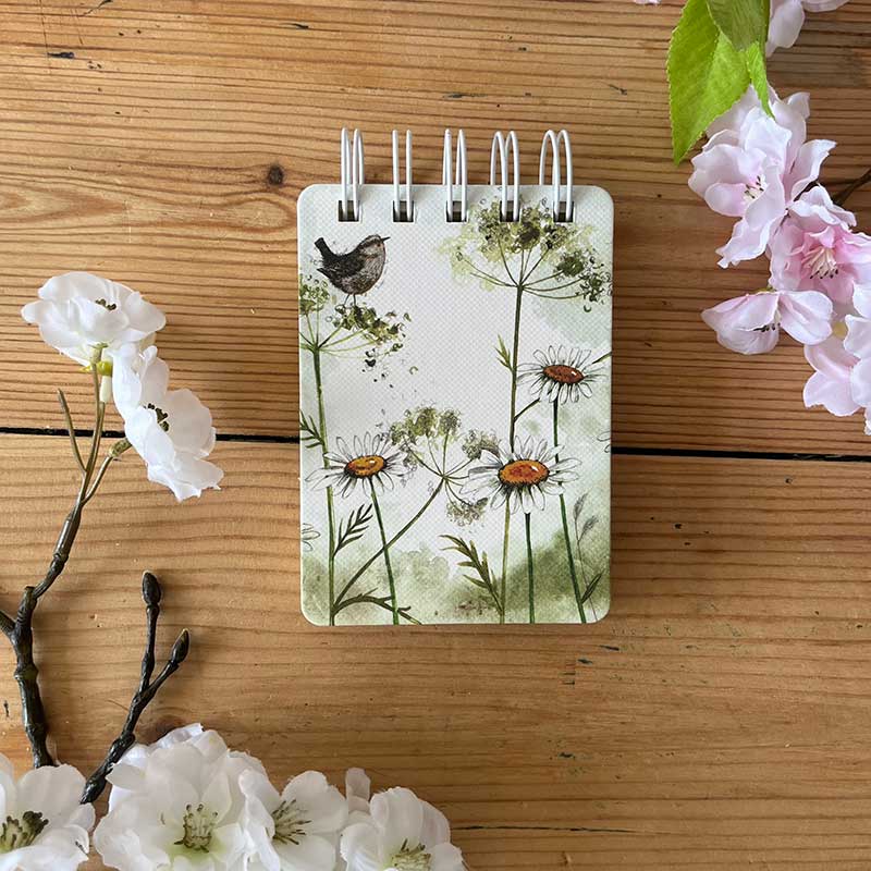 Mini notitieblokje Wren and Daisies - Alex Clark