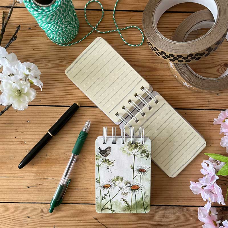 Mini notitieblokje Wren and Daisies - Alex Clark