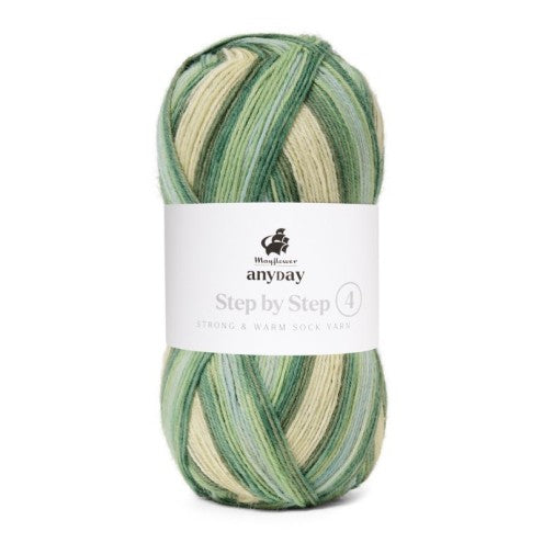 Sokkenwol kleur 3 Light Blue/Light Green/Dark Green/Sage - Mayflower
