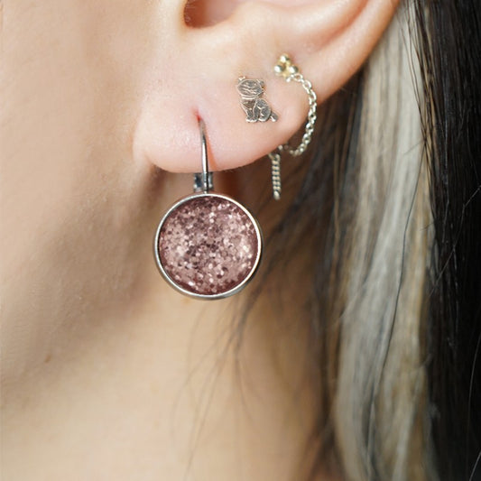 Oorbellen Dots Zilver Rosette Glitter - Urban Hippies