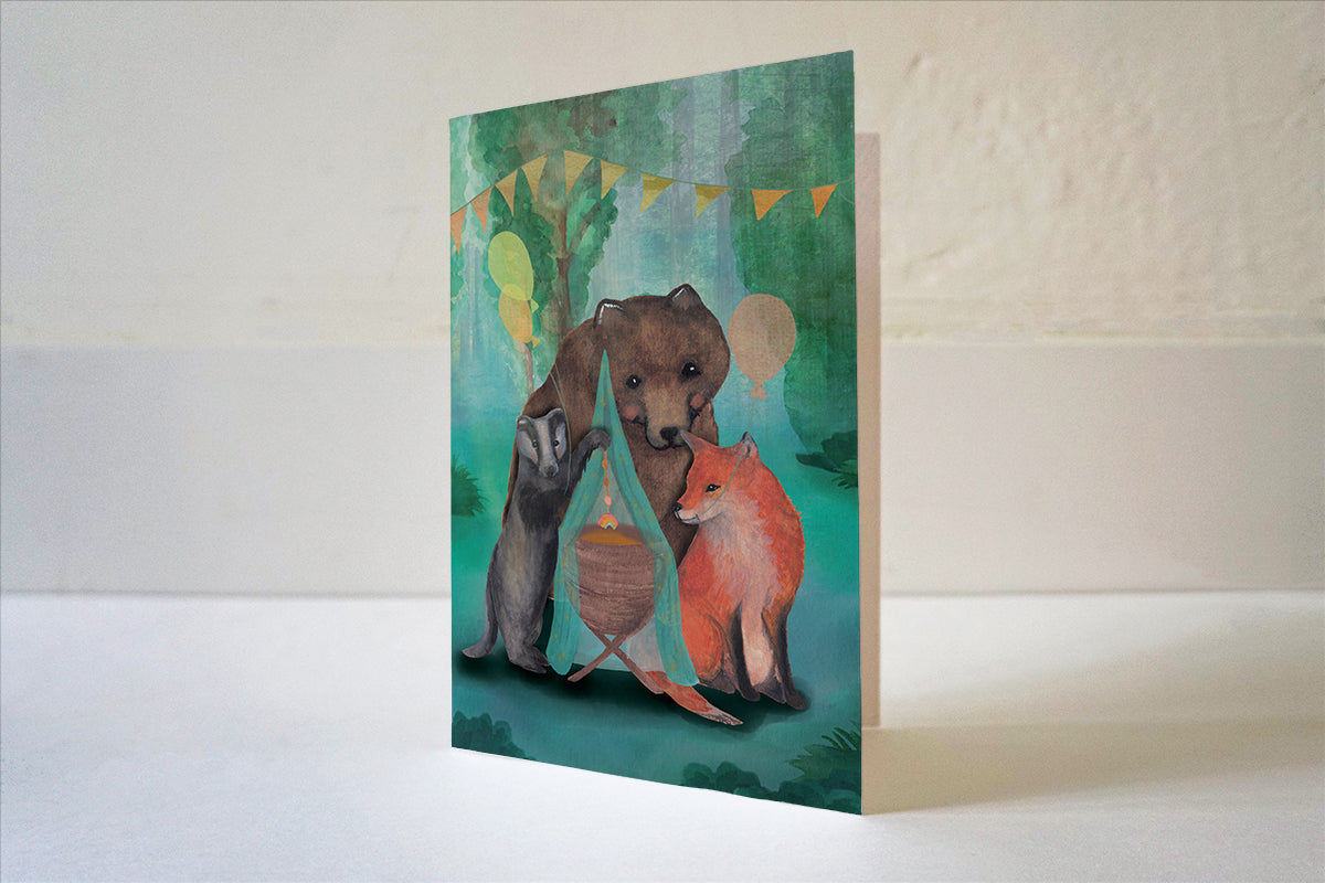 Kaart Dieren bij wiegje - Lotte Drouen