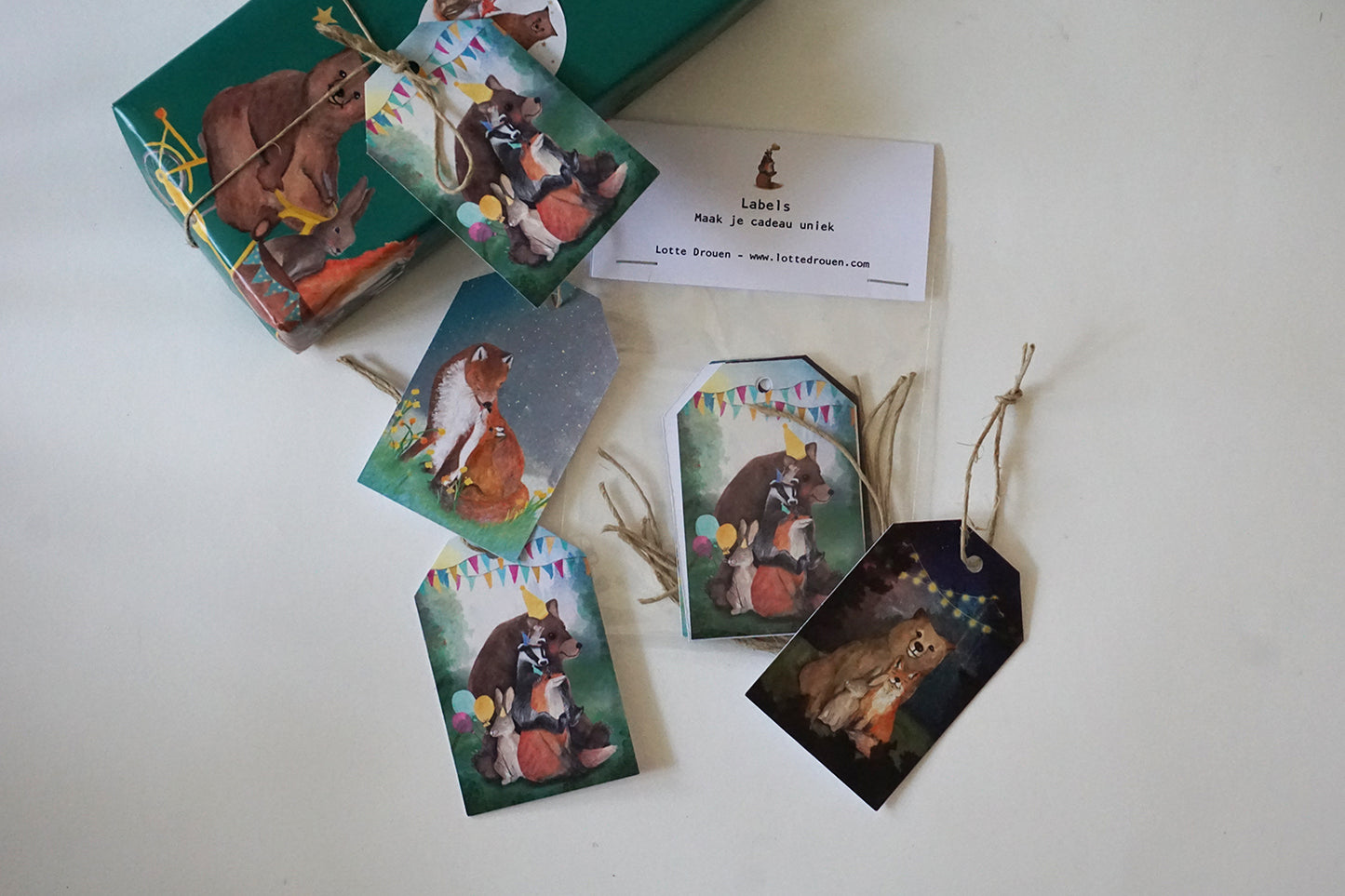 Cadeaulabelset Bosdieren - Lotte Drouen