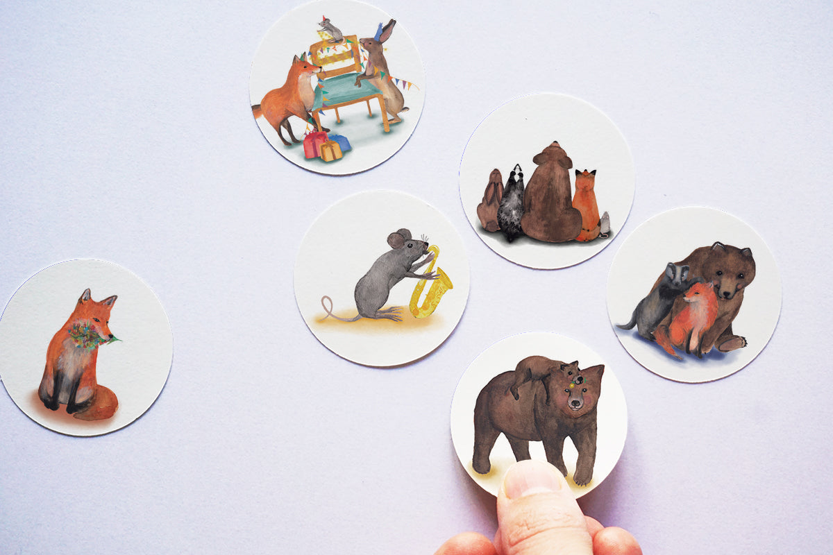 Ronde stickers Bosdieren 4 - Lotte Drouen