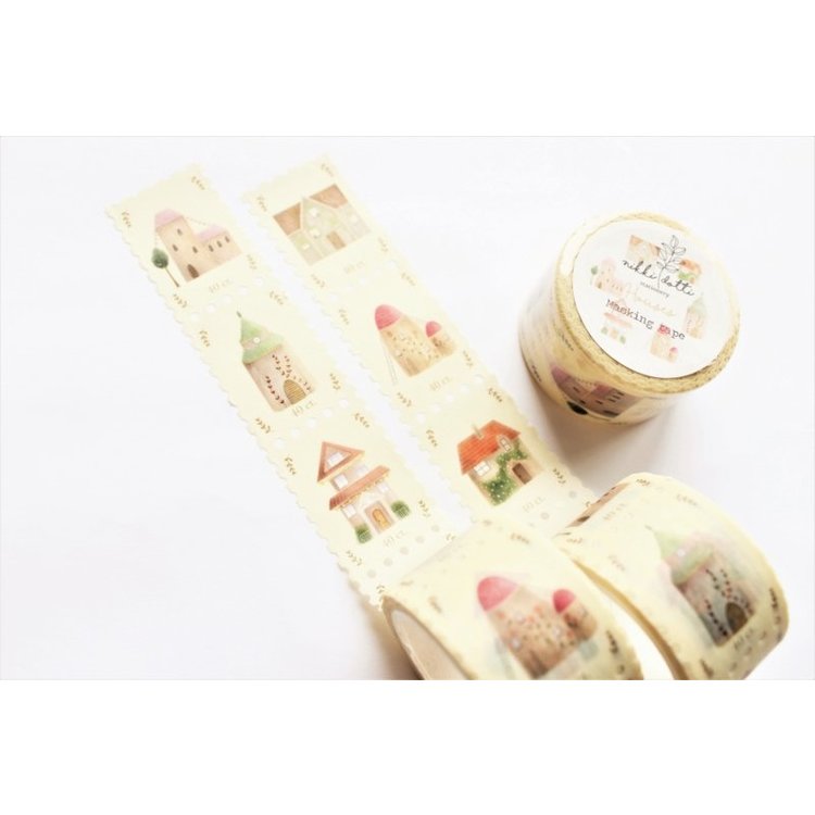 Postzegel washi tape houses - Nikki Dotti