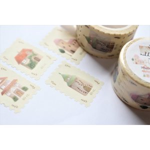Postzegel washi tape houses - Nikki Dotti