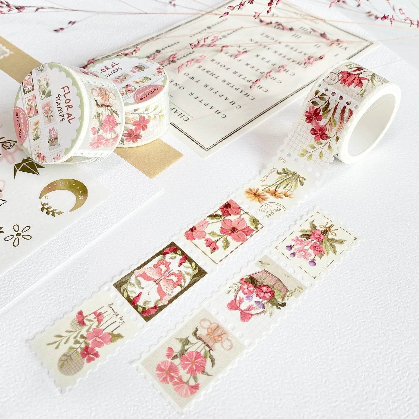 Washi tape Floral Stamps - LETTOOn