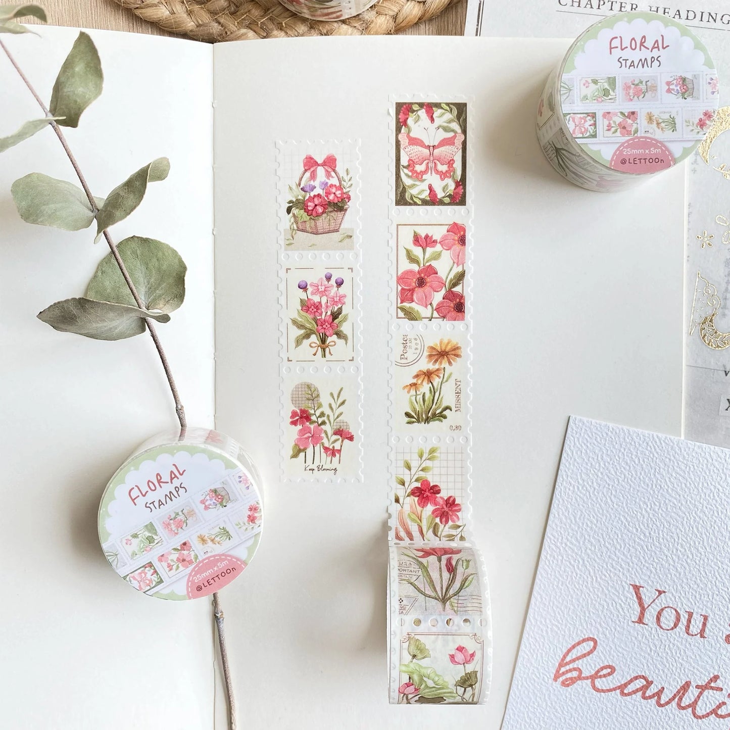 Washi tape Floral Stamps - LETTOOn