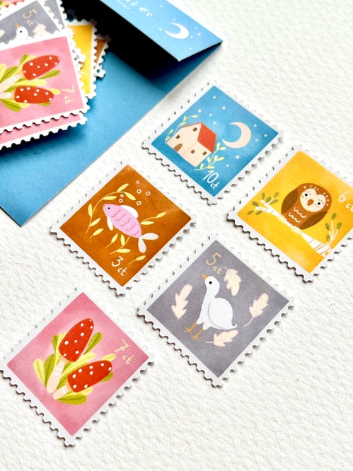 Sticker Flakes Simple postage stamps- Nikki Dotti