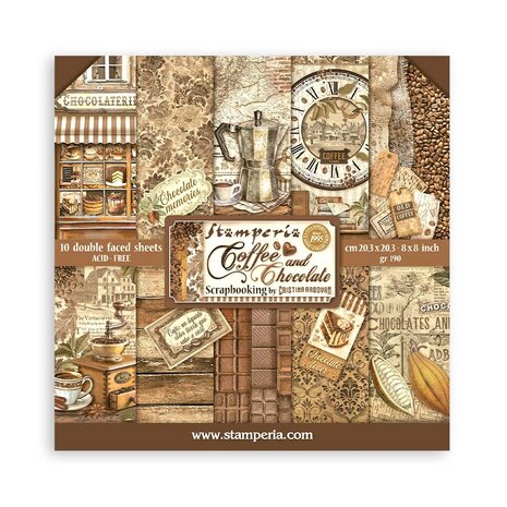Scrapbook papier 20,3x20,3 cm Coffee and Chocolate - Stamperia